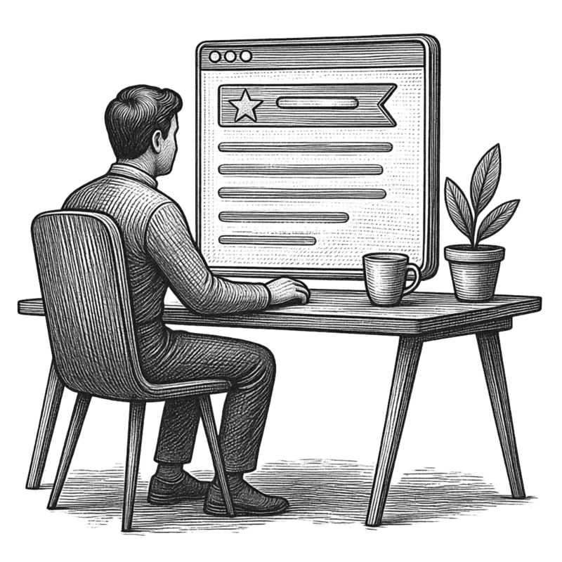Illustration of a freelancer creating an invoice at a desk